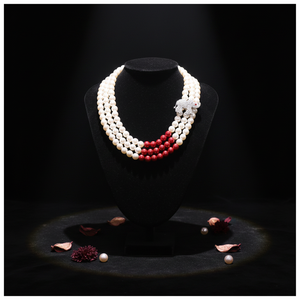 Collares de tres capas con perlas y símbolo DST de elefante, gargantilla con letras griegas para mujer - Product Image 6