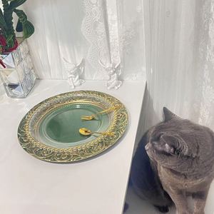 Luxury Green Charger <b>Plates</b> Set Elegant Vintage Wedding & Dinner <b>Plates</b> for Dishes Presentation - Product Image 2