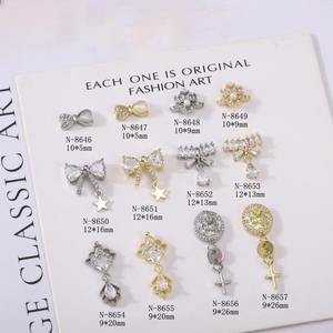 Nouvelle mode coloré amour coeur tulipe conception ongles Zircon breloques <span class=keywords><strong>rose</strong></span> bleu couleur claire Zicon ongles déco ornements - Product Image 2