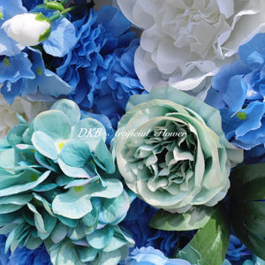 Pared de flores de tela enrollable de seda de simulación 3D, pared de flores azul real, decoración de boda, telón de fondo, pared de flores artificiales - Product Image 5