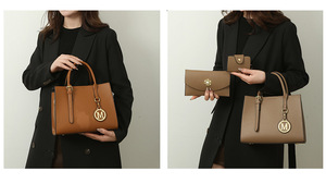 NOUVEAU Ensemble de trois pièces en cuir PU de haute qualité, style bohème vintage, sac fourre-tout, portefeuille et sac à main grande capacité - Product Image 4