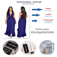 N8084 # Robes d'été tendance grande taille pour femmes, décontractées, à épaules dénudées, dos nu, sans manches, col en V, à volants, maxi, avec bretelles