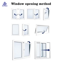 Ventana de Balcón para Casa Norteamericana, Ventanas Corredizas de PVC con Diseño de Rejilla Estilo Francés, Ventana de Doble Vidrio Aislante Acústico de UPVC
