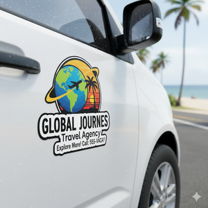 Letrero Magnético Personalizado para Automóvil, Imán Suave con Impresión UV, Resistente al Agua, Removible, Adhesivos para Automóvil con Corte a Troquel para Promoción de Agencias de Viajes - Product Image 1