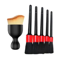 Ensemble de 6 brosses de nettoyage pour voiture, kit de nettoyage intérieur et extérieur automobile, outil pour les fentes des roues et des aérations