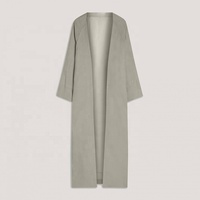 Abaya personnalisée avec broderie de logo, grande taille, sans couture, antistatique, en tissu lin et coton, manches chauve-souris, kimono pour femmes musulmanes, Dubaï