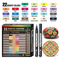 Ensembles de marqueurs acryliques 22 couleurs, assortiment complet de tons dans 15 familles de couleurs, stylo peinture à pointe extra fine 0,7 mm pour la peinture sur roche et les tasses