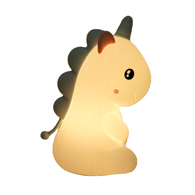 Silicone Modern Mini Unicorn Night Light for Girls-Bedroom Use 7-Color LED Touch Control Rechargeable Gift