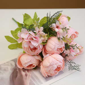 Bouquets de pivoines en stock, 13 têtes, fleurs artificielles en soie, pivoines artificielles vintage, arrangement floral, bouquet en stock - Product Image 3