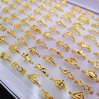 Lot en gros de bagues en zircon plaqué or de styles variés pour femmes, design simple, pour mariage et fiançailles, à prix abordable