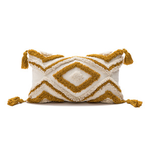 Fodera per cuscino trapuntata bohémien con nappe, stile etnico marocchino, per divano del soggiorno - Product Image 4