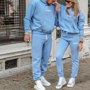 Kıyafetler iki parçalı Streetwear özel eğitim koşu giyim spor seti Jogger çiftler eşofman setleri