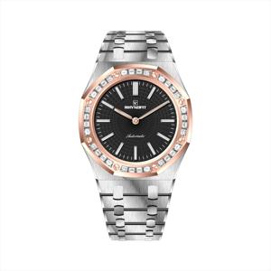 Polygonal <b>Watch</b> Case Solid Steel <b>Watch</b> Bracelet with Small Link Diamonds Bezel Screw Crown Indexes Dial Super Luminous Hands - Product Image 3