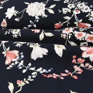 Fashion Floral Pattern Woven Rayon Printed Viscose Fabric for Bandana Set/Scarf/Embroidered Cloth Women Dress