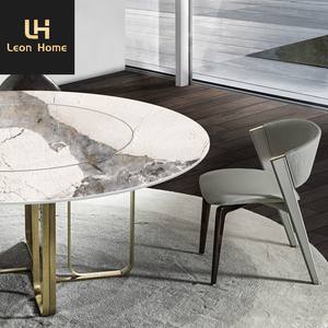 Juego de Mesas y Sillas Redondas Giratorias de Mármol de Diseño Moderno y Lujoso de Alta Calidad para Cafeterías y Restaurantes - Product Image 4