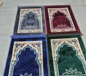 Alfombrilla de oración aterciopelada Floral moderna logotipo personalizado poliéster Jacquard hecha a máquina para musulmanes diseño rectangular abstracto para vivir - Product Image 4