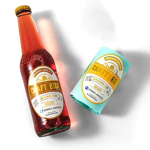 Etiqueta Adhesiva personalizada de lujo para botella, etiqueta de papel de aluminio dorado resistente al agua para vino, cerveza, Whisky