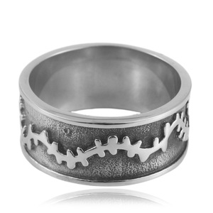 Men's <b>Titanium</b> Steel <b>Ring</b> Silver Floral Design Bezel Set Blue Stone Punk Style Jewelry Gift 24049 - Product Image 4