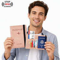 Portefeuille de voyage multifonction ANGO en aluminium de style anglais avec blocage RFID pour cartes de crédit et passeports, et organisateur de billets