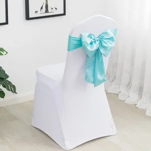 Fancy Wedding Table Cloth Overlay Blue Hotel Decor Satin Design Chair tiebacks