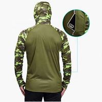 Kaos Pancing Digital Print Camo Khusus dengan Hoodie dan Masker Pelindung UV Ukuran Besar, Fitur Bernapas dan Tahan Air