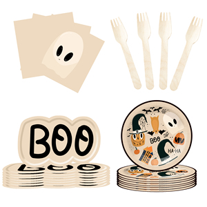 DAMAI Halloween Party Paper Plates Napkins Supplies Set Disposable Tableware Decorations Birthday Party Favors - Product Image 5