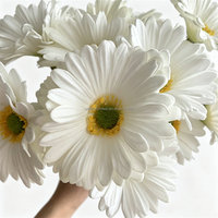 Bunga Gerbera Daisy Buatan Tangan PU Putih L-173, Rangkaian Bunga Pendek untuk Pernikahan & Dekorasi Rumah, Grosir Bunga Artificial