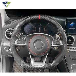 Pour Benz G Class GLA GLC GLE Custom Gloss <span class=keywords><strong>Volant</strong></span> en cuir perforé en fibre de carbone Mise à niveau vers <span class=keywords><strong>AMG</strong></span> - Product Image 4