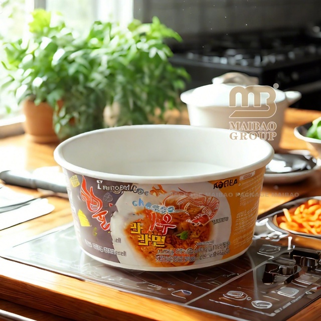 Ramen Cooker Machine Use Custom Printing Induction Heatable Paper Bowl for Ramen Soup Container Home Office Self Cooker Shop