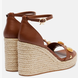 Sandales à talons compensés hauts pour femmes, style rétro, avec décorations en pierres, à brides croisées à la cheville et plateforme épaisse - Product Image 6