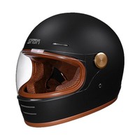 Casque de moto intégral rétro en ABS avec doublure en daim et double visière miroir