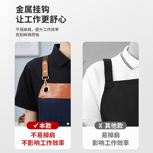 Customized Canvas Apron Navy Blue Waterproof Cross Back Strap For Restaurant Bar Staff Uniforms - Product Image 5