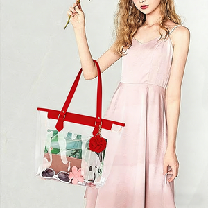 Bolsa de Mano Transparente Grande con Colgante de Peluche, Bolsa de PVC Transparente de Moda para Mujer, para Viajes y Playa - Product Image 4