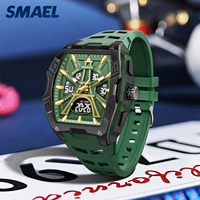Montre sport analogique-numérique SMAEL 8131, nouveau design, chronographe, étanche, boîtier carré, fonction chronomètre