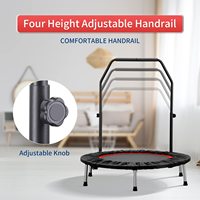 Mini Trampolín Plegable Rouser Fitness con Barra de Seguridad, Rebounder Interior para Ejercicios Cardiovasculares en Casa