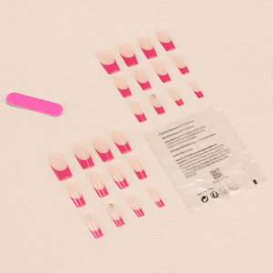 Comercio exterior usable al por mayor transfronterizo INS estilo francés Rosa borde rojo puntas de uñas acabado desmontable Hot Girl uñas postizas - Product Image 3