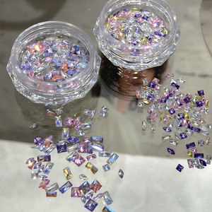 Màu Sắc Cầu Vồng Móng Tay Kim Cương Siêu Flash Nước Drop Horse Eye Zircon Đồ Trang Sức Tinh Tế Vuông Pha Lê Nail Charms - Product Image 1