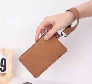 Borsellino Portatile in Tela Personalizzabile con Logo, Mini Portamonete con Cerniera da Donna, Porta Chiavi e Carte da Uomo, Piccolo Portafoglio Regalo con Cinturino da Polso - Product Image 3
