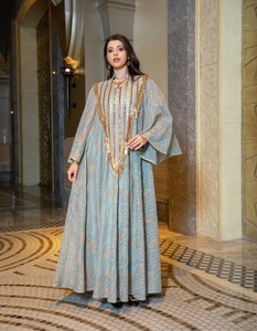 Nuovo modello Abaya in Dubai speciale collo nappe Design con perline dorate maniche larghe doppio strato - Product Image 4