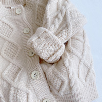 Ropa de Invierno para Niños, Cárdigan para Bebés y Niñas Pequeñas, Suéter Beige Sólido Informal 2043AWY01033