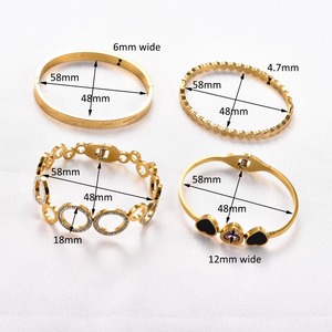 Bracelet manchette ouvert en acier inoxydable délicat avec zircone en forme de cœur pour femme, accessoire de bijouterie en métal, cadeau - Product Image 2