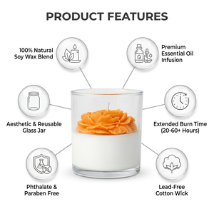 Vela Aromática de Cera de Soya de Gran Capacidad con Flor de Peonía Hecha a Mano, Adecuada para Decoración y Fragancia de Interiores - Product Image 3