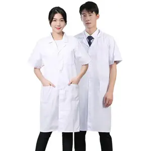 Blouse blanche Laboratoire Protection chimique Vêtements de travail Lycée Entrée Examen Poussière Docteur Alimentaire Usine Étudiant Blouse de laboratoire - Product Image 5