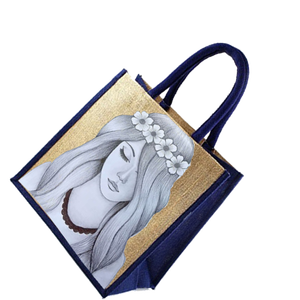 กระเป๋าช้อปปิ้งผ้ากระสอบพิมพ์ลายแฟชั่น กระเป๋าช้อปปิ้งใบใหญ่ ผลิตในอินเดีย รัฐเบงกอลตะวันตก - Product Image 4