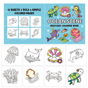 Livre de coloriage sur le thème de la mer et du monde océanique pour enfants, illustrations en papier de requins, dauphins, baleines, tortues, parfait pour les garçons et les filles - Product Image 3