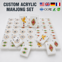 Ensemble de Mahjong Américain en Acrylique Personnalisé en Gros, 160 Pièces, Nom Gravé, Haute Qualité, Boîte Cadeau OEM Prête à l'emploi