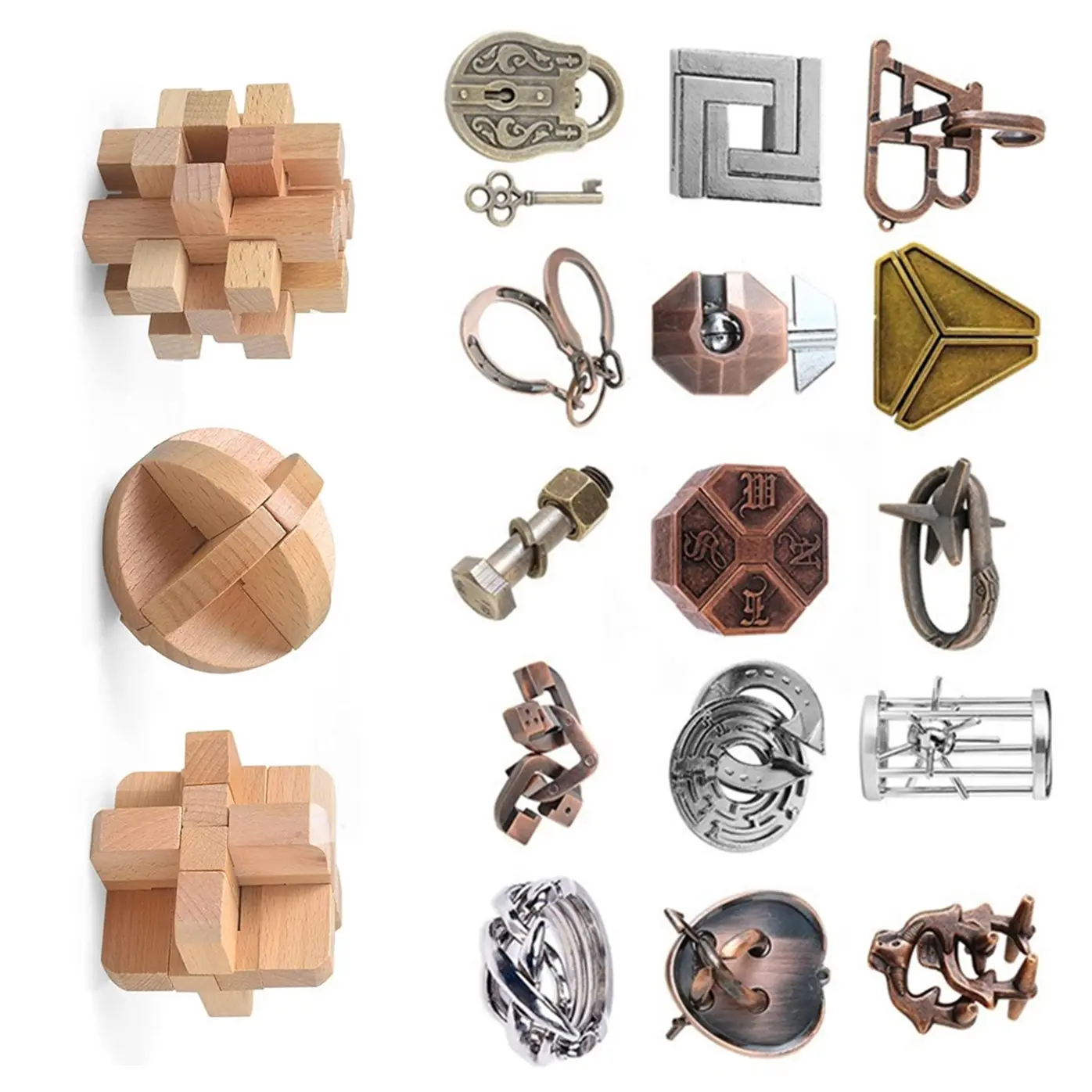 unlock interlock intelligence mind logic wooden burr luban kongming lock iq toys 3d metal brain teasers puzzles metal game