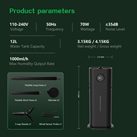 Humidificateur de plante 12L Capacité d'humidification 1000 ml/h avec sonde de capteur de température et d'humidité externe à haute sensibilité