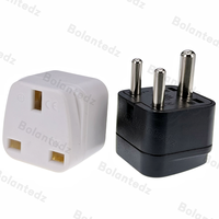 Adaptateur de prise électrique de voyage pour l'Afrique du Sud, Dubaï, l'Arabie Saoudite, l'Inde, le Pakistan, type D 10A250V, couleur noire, prise anglaise