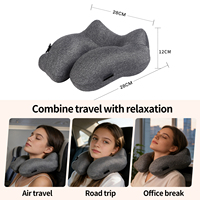 Oreiller de voyage gonflable en forme de U avec logo personnalisé, fabriqué en tissu frais avec doublure en PVC, adapté pour le bureau, les voyages et les activités de plein air